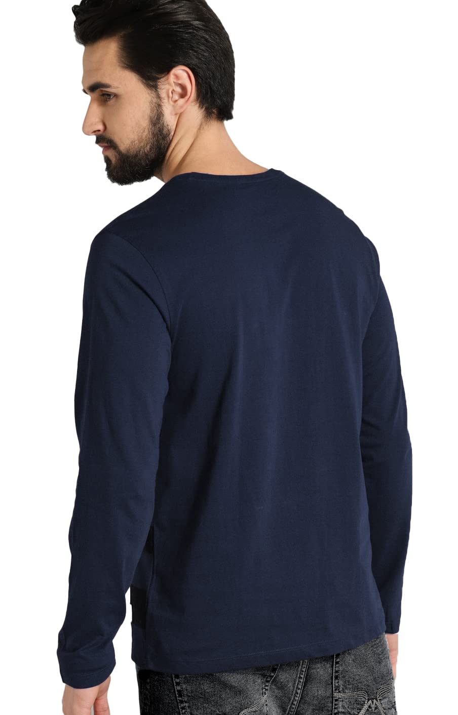 LEOTUDE Men's Navy Blue Cottonblend T-Shirt - Image 3