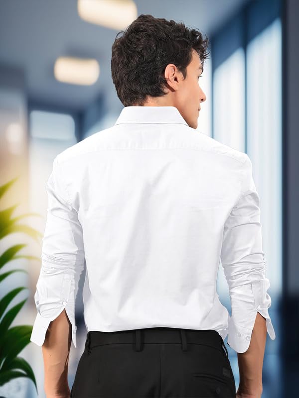 Pinkmint Men Formal Wear Shirt - Dark Blue White - Image 4