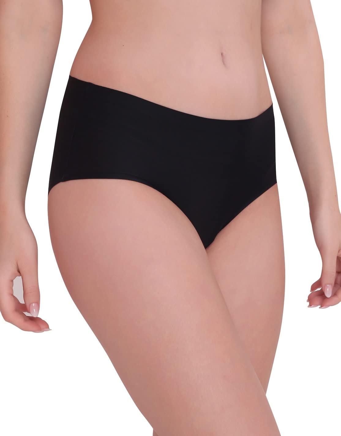 PLUMBURY Women's Seamless Hipster Panties - Black & Beige - Image 3