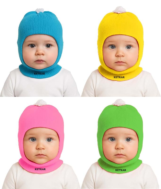 KETKAR Soft Woolen Monkey Caps for Baby - Multicolor