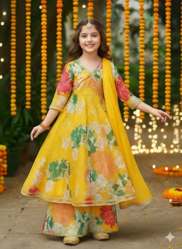 Naixa Girls Yellow Floral Sharara Suit - Image 2