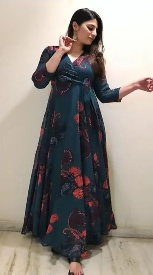 GarbGlide Women Georgette Floral Print Maxi Dress - Image 2