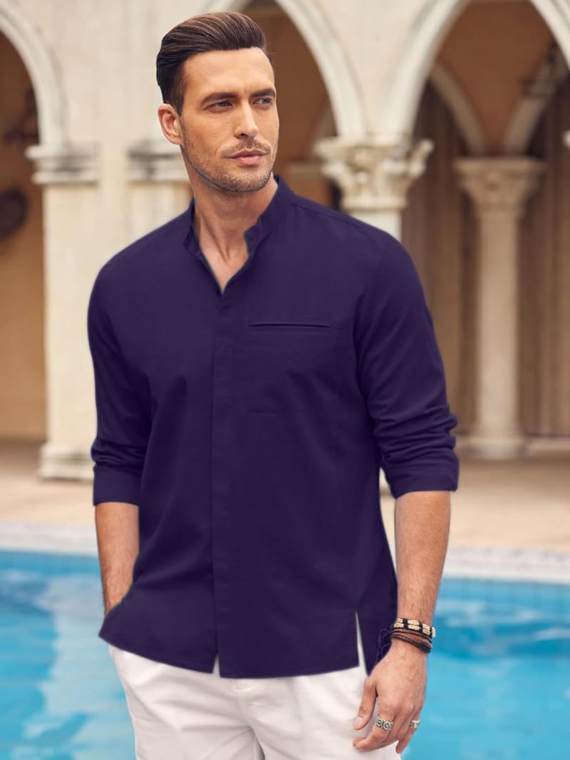 Bellstone Men Cotton Solid Shirt - Purple - Image 4