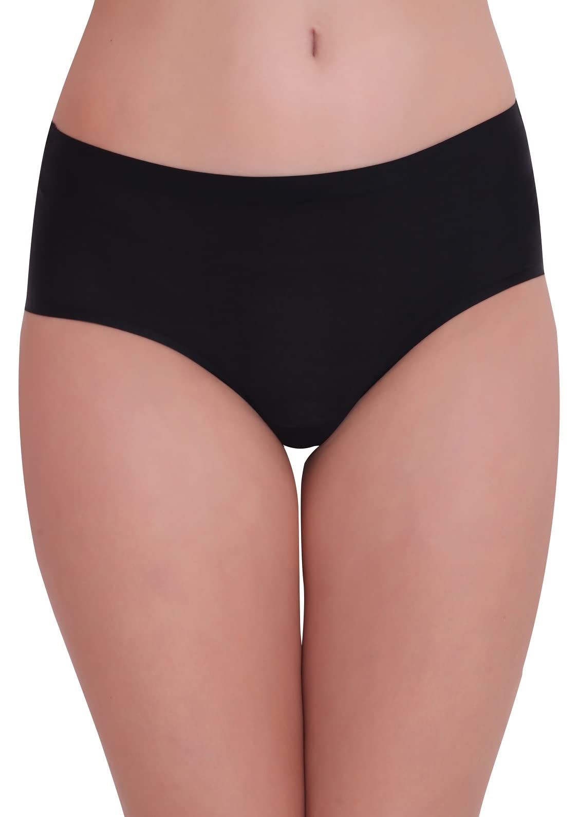 PLUMBURY Women's Seamless Hipster Panties - Black & Beige - Image 2