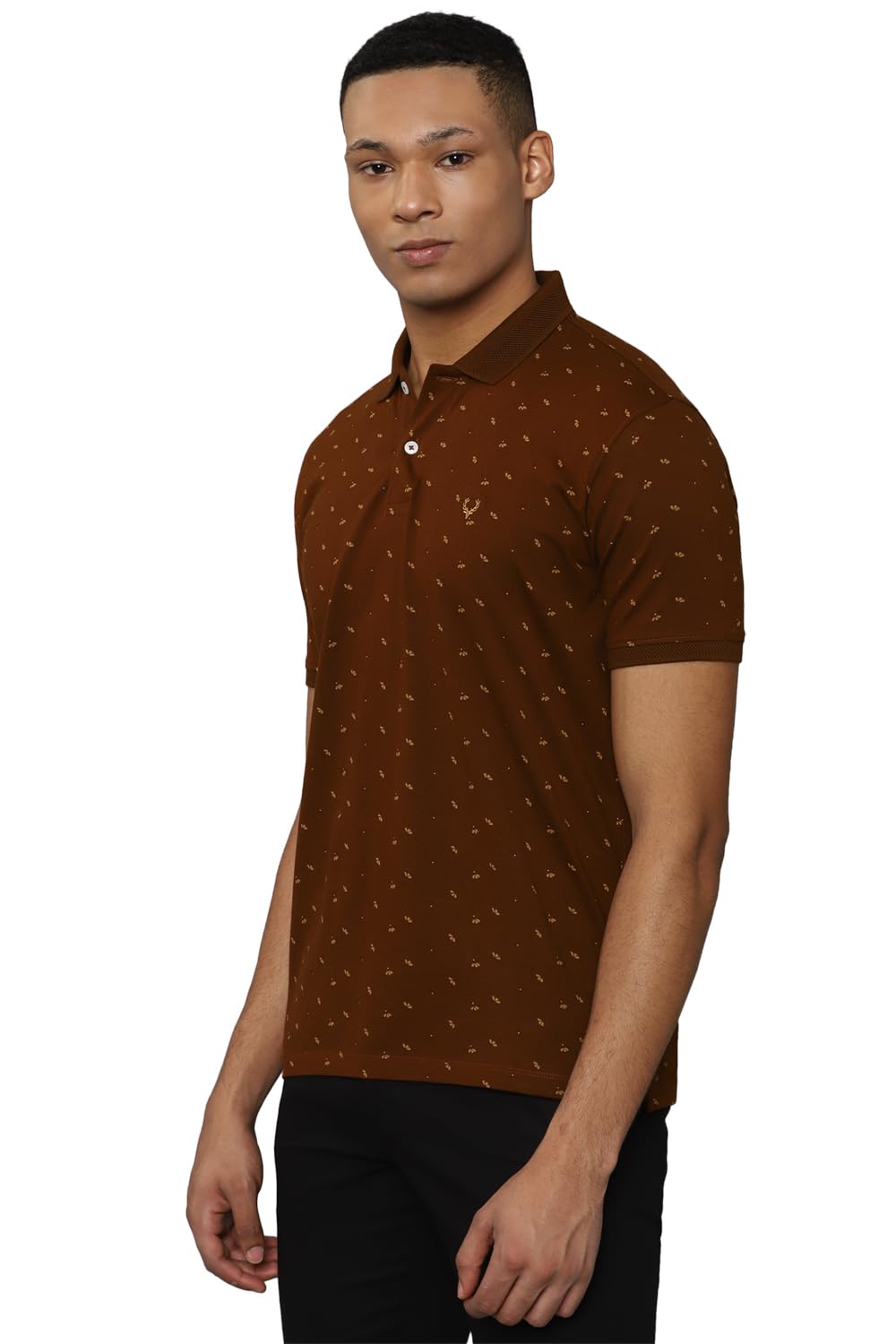 Allen Solly Men Cotton Solid T Shirt - Maroon - Image 2