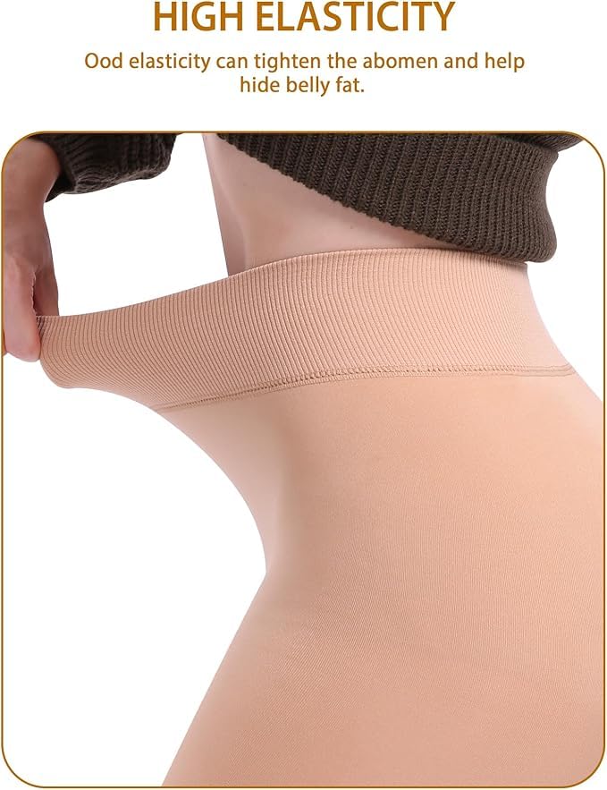 Prixelo Winter Fleece Leggings - Beige - Image 3