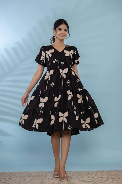 ROYALICA Women's Black Floral Midi Dress - Image 5