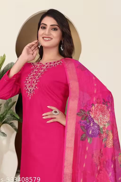 Hiba Fashion Chanderi Silk Kurti with Rayon Slub Pants - Image 4