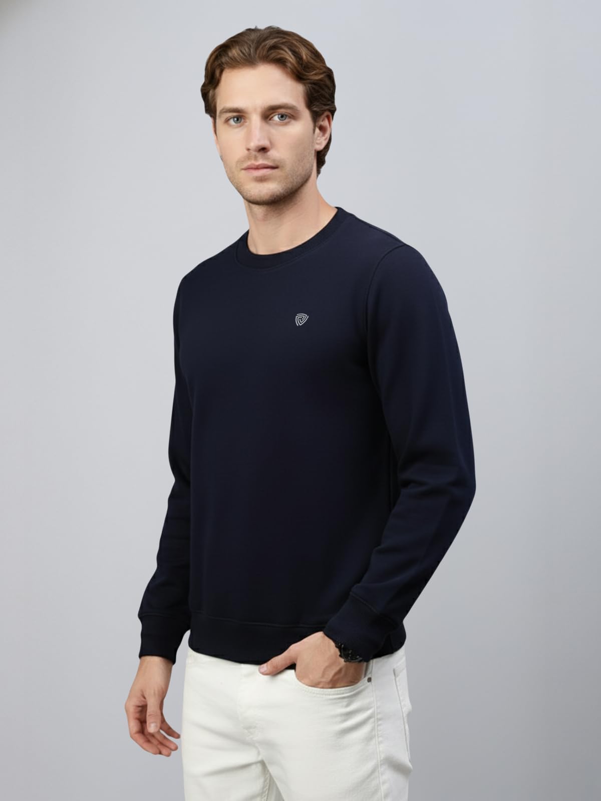 Lux Cozi Men's Cotton Crew Neck Sweatshirt - Navy - Image 5