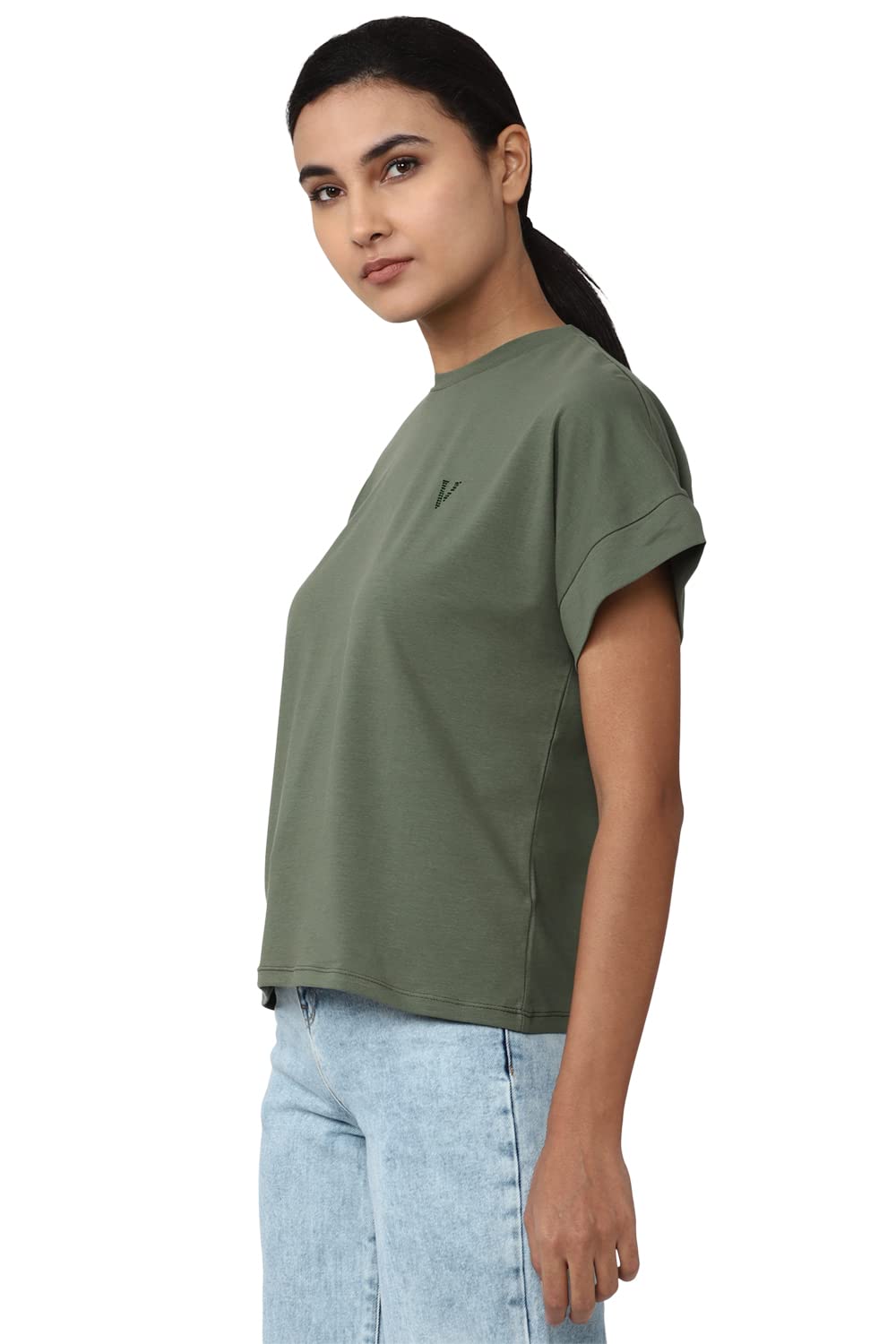 Van Heusen Women's Solid T-Shirt - Light Olive - Image 2