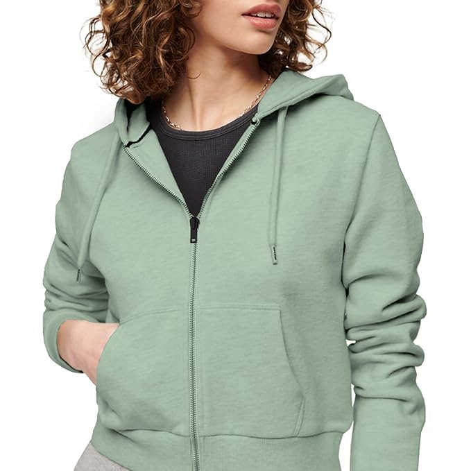 FUNKY MONKEY Crop Zipper Hoodie for Girl & Women - Pista - Image 4