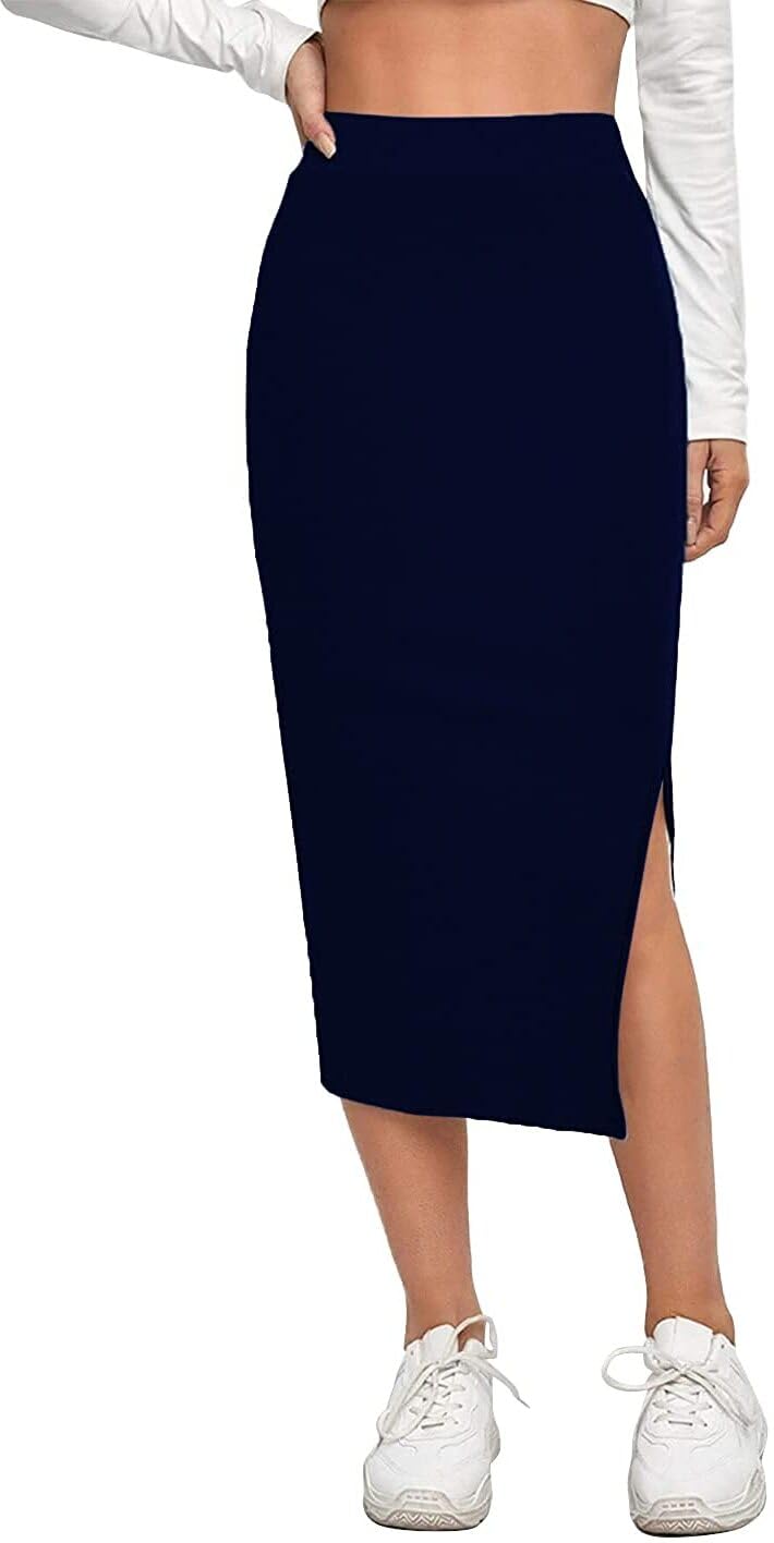 ALYNE Women's Elastic Waist Pencil Midi Skirt