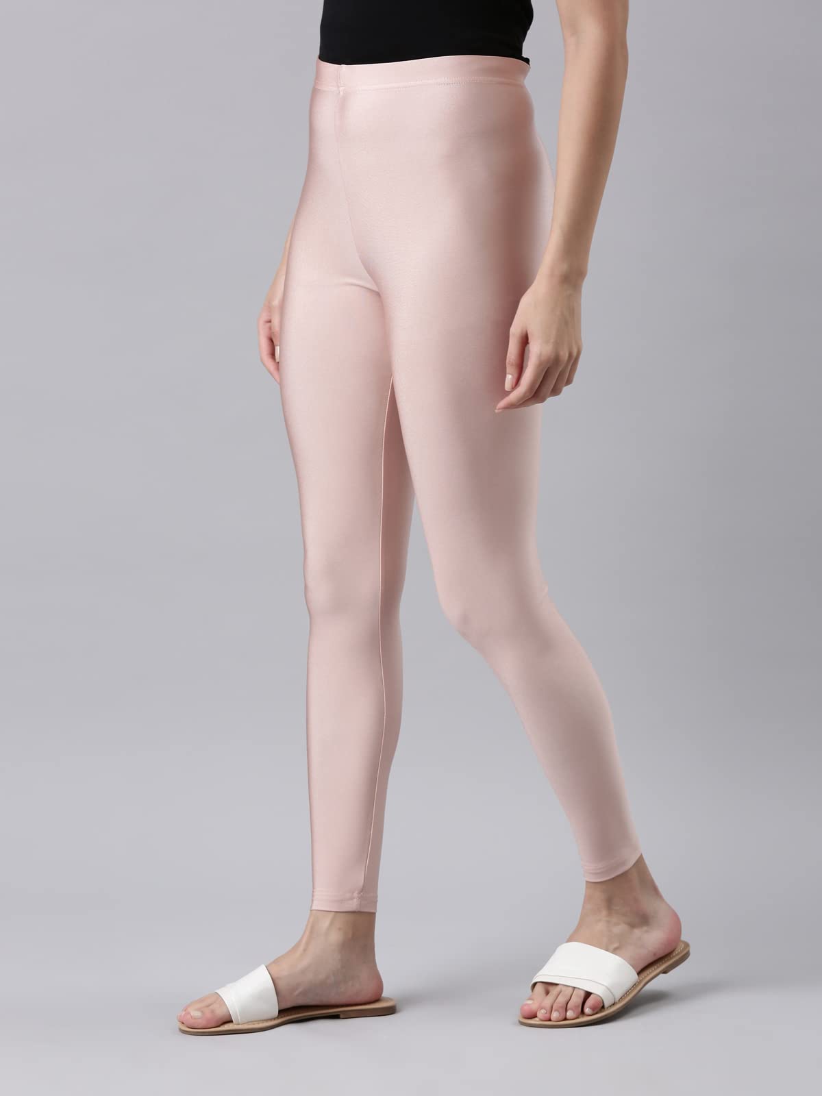 GO COLORS Shimmer Leggings for Women - Rose Gold - Image 2