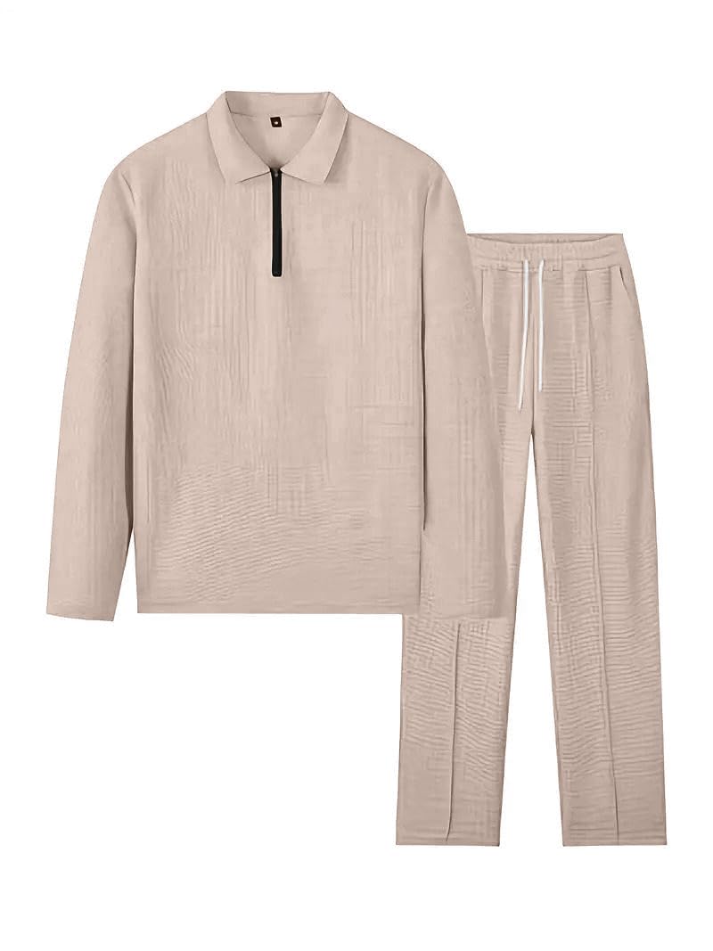 Jawdrobe Men's Beige Waffle Check Set - Image 3