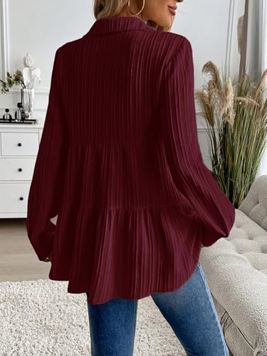 TOPLOT Maroon Button-Up Tunic Top for Women - Image 4