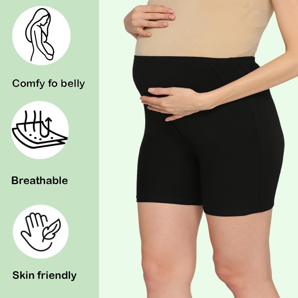 Evamomies Maternity Shorts for Women - Black & White - Image 3
