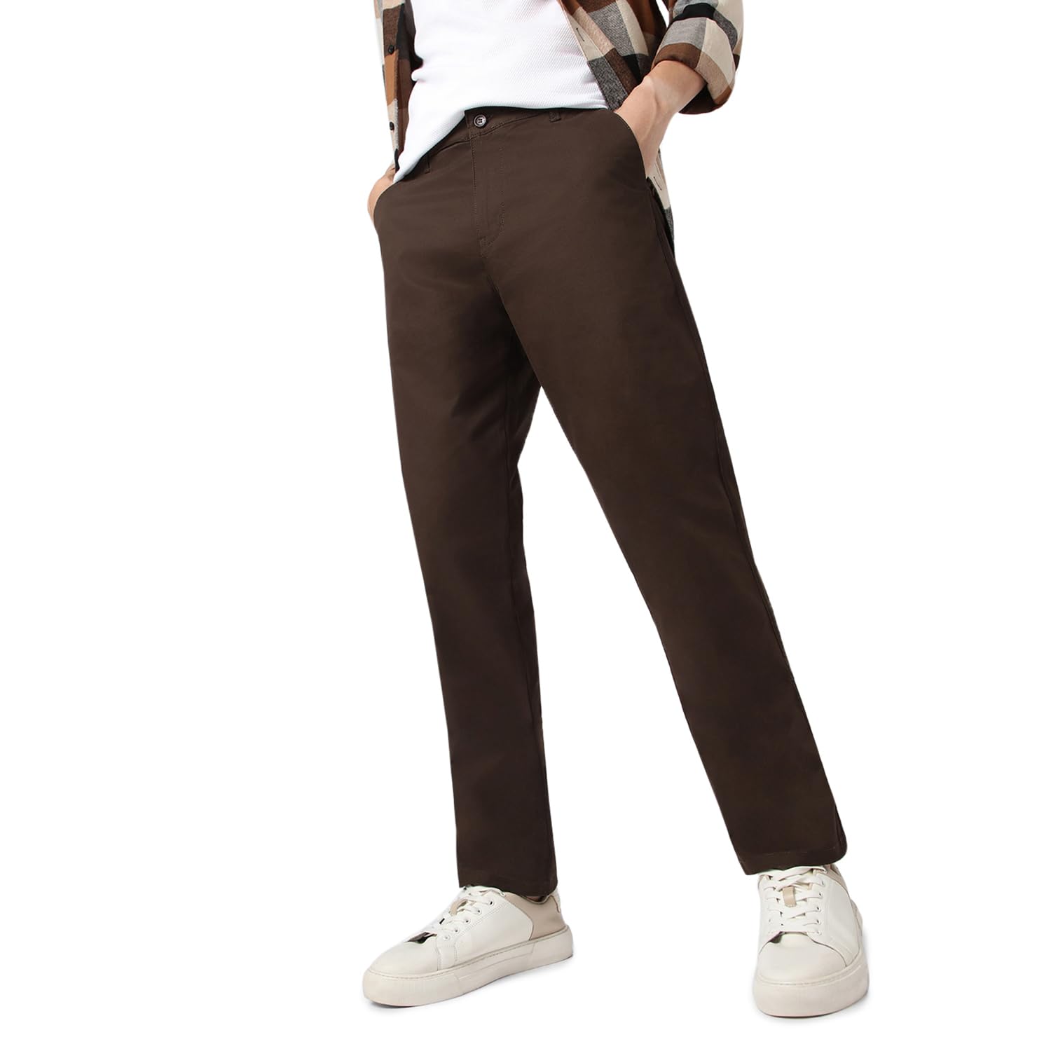 Urbano Men's Chocolate Brown Stretch Chinos