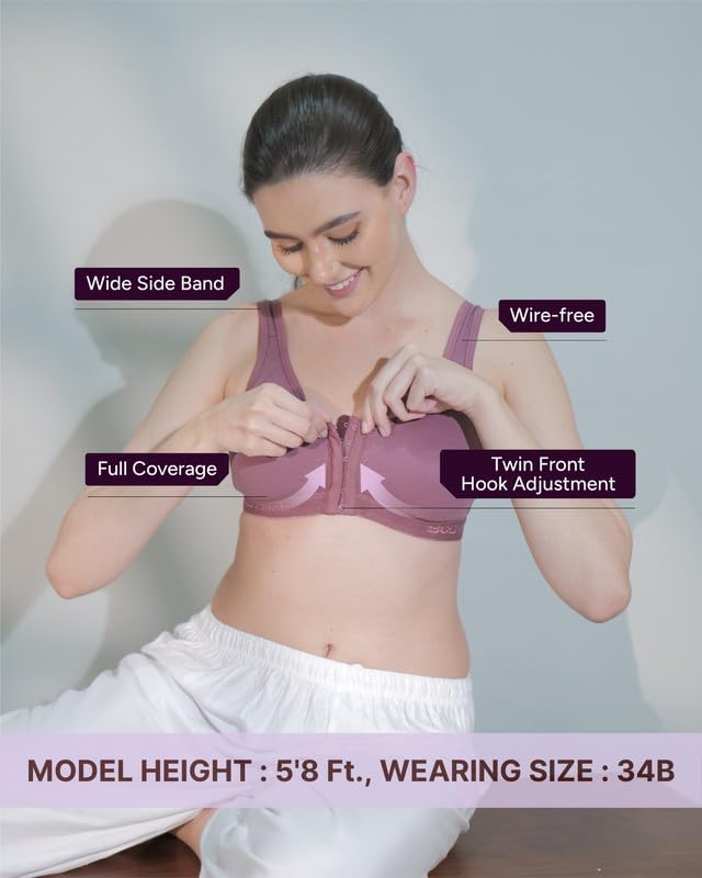 BODYSIZE Women's Cotton Front Open Sports Bra - Image 2