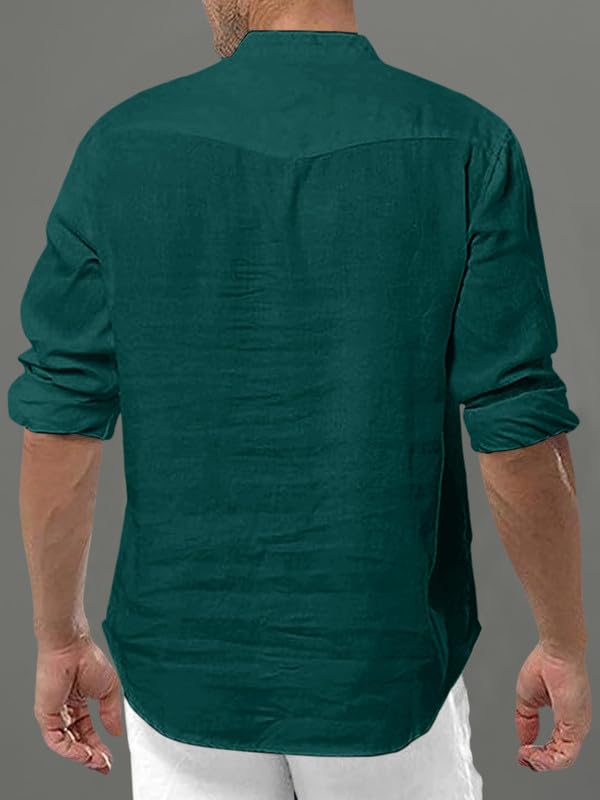 ROYALSCOUT Men's Solid Short Kurta - Green - Image 3