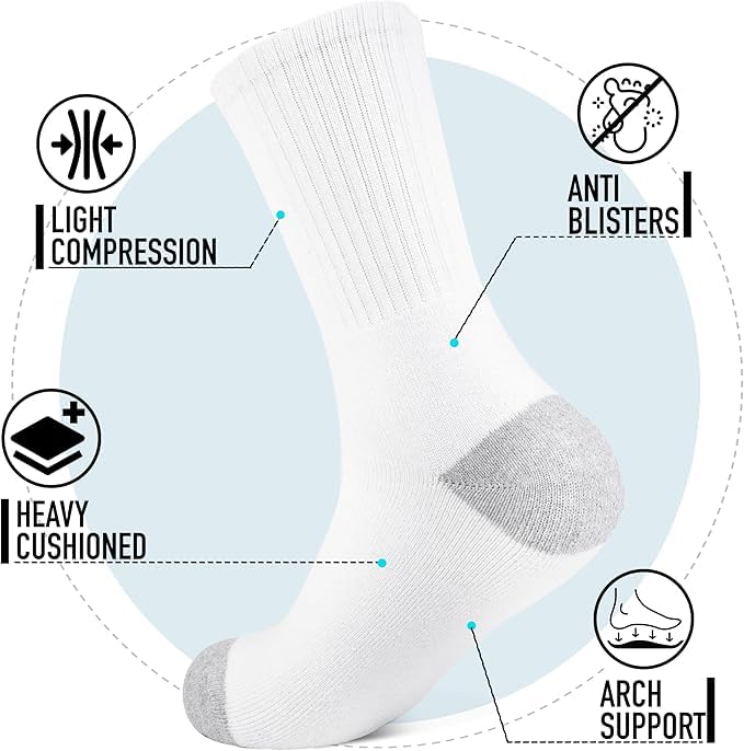 GarbGlide Men's White Crew Socks - Image 4