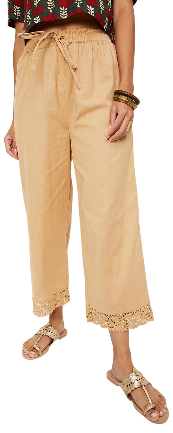 Max Women's High Rise Beige Patiala Trousers