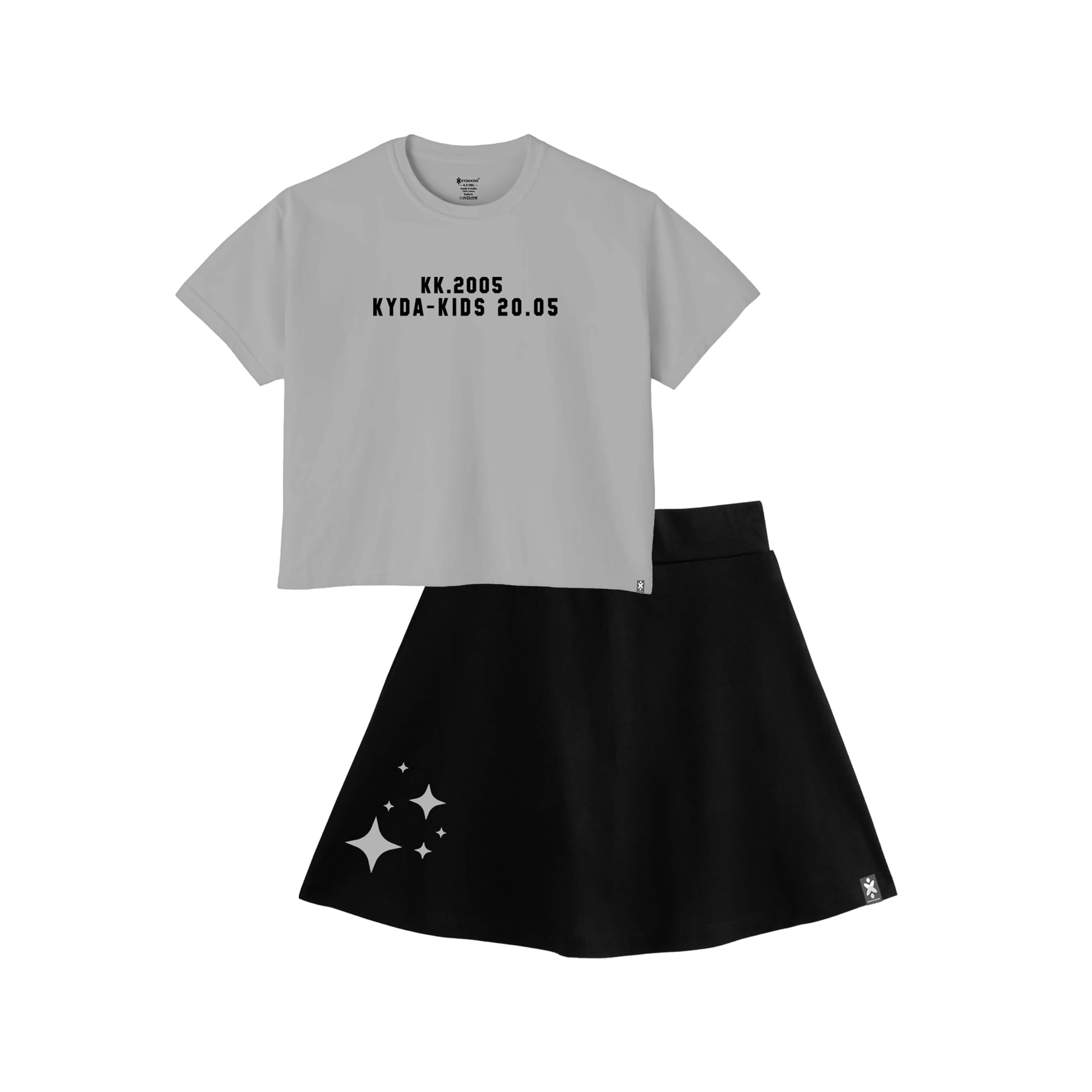 KYDA KIDS Cotton Printed Crop Top & Skirt Set for Girls