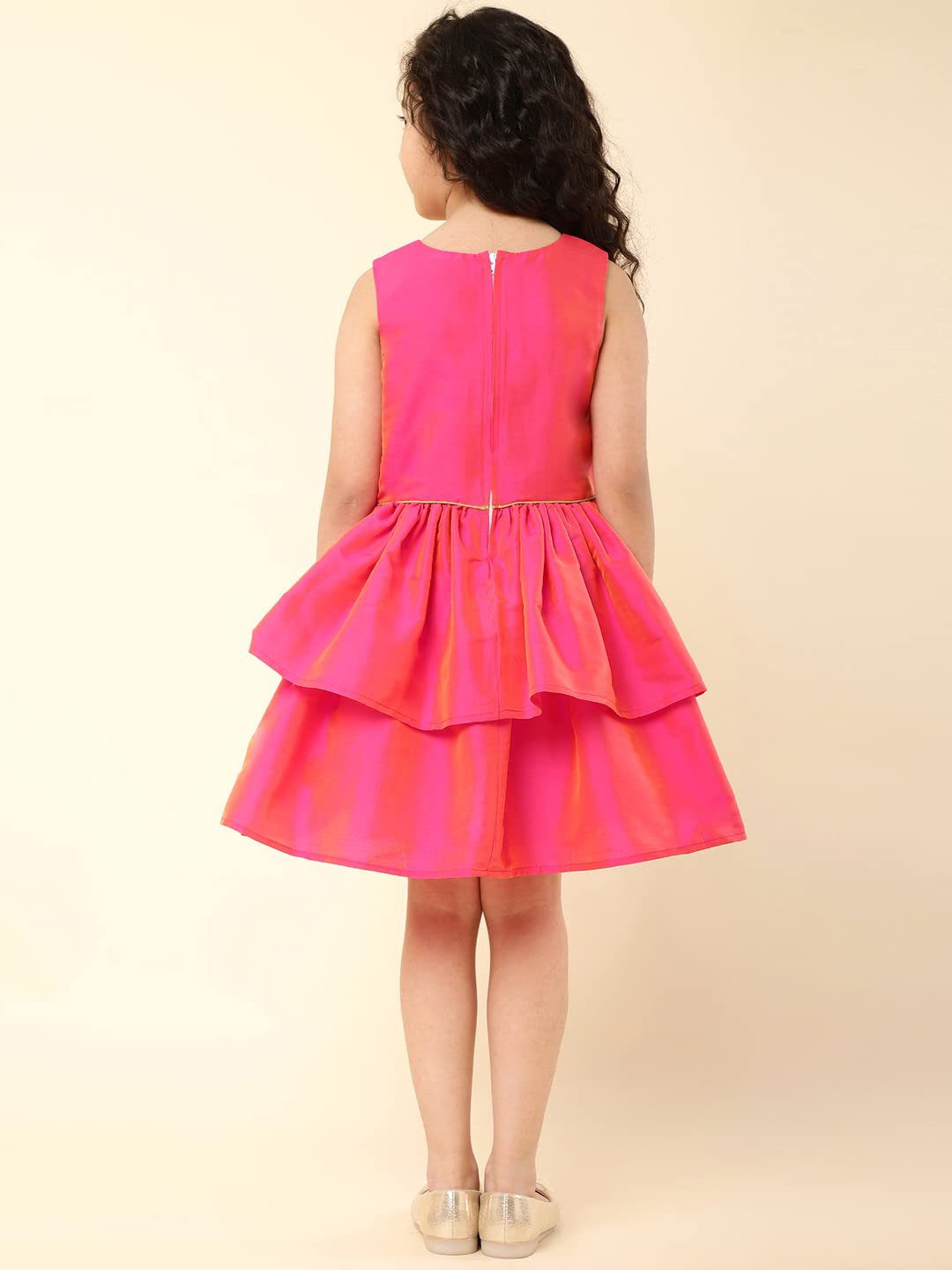 A.T.U.N Girl Synthetic Skater Dress - Hot Pink Lime Green - Image 5