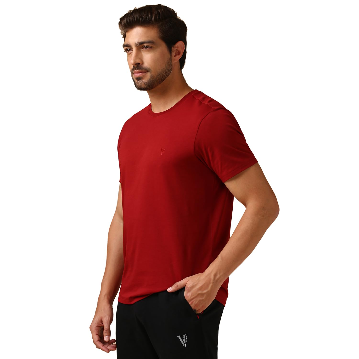 Van Heusen Men's Cotton Blend T-Shirt - Red - Image 3