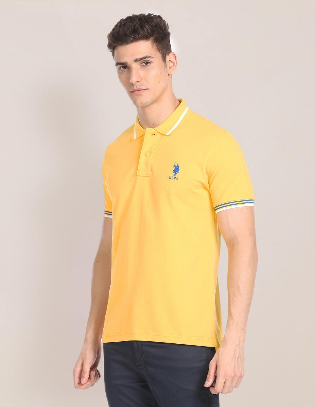 U.S. Polo Assn. Mustard Striped Collar Polo - Image 4