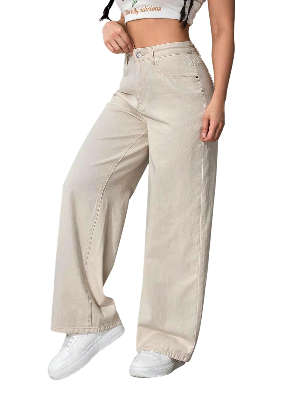 TAGAS Women's Cream Cargo Jeans