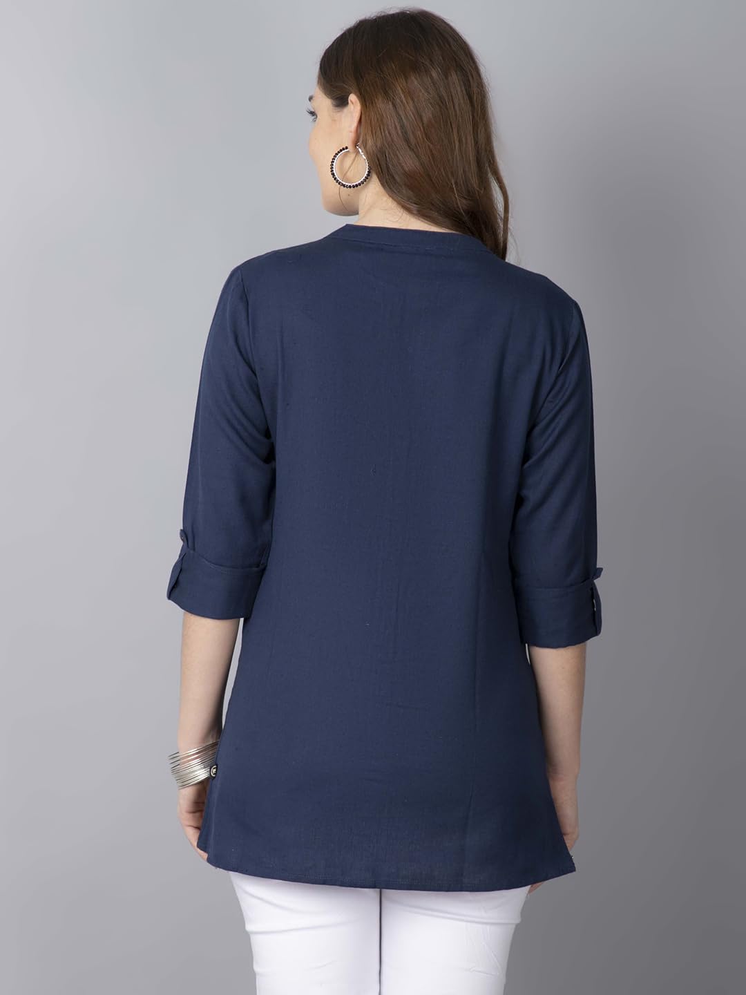 Pistaa's Navy Blue Cotton Kurti for Women - Image 5