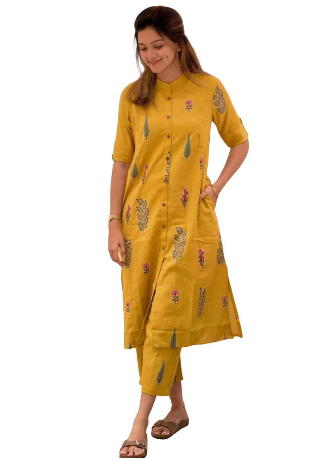 ANNI DESIGNER Women's Rayon Viscose Kurta with Pant - Yellow