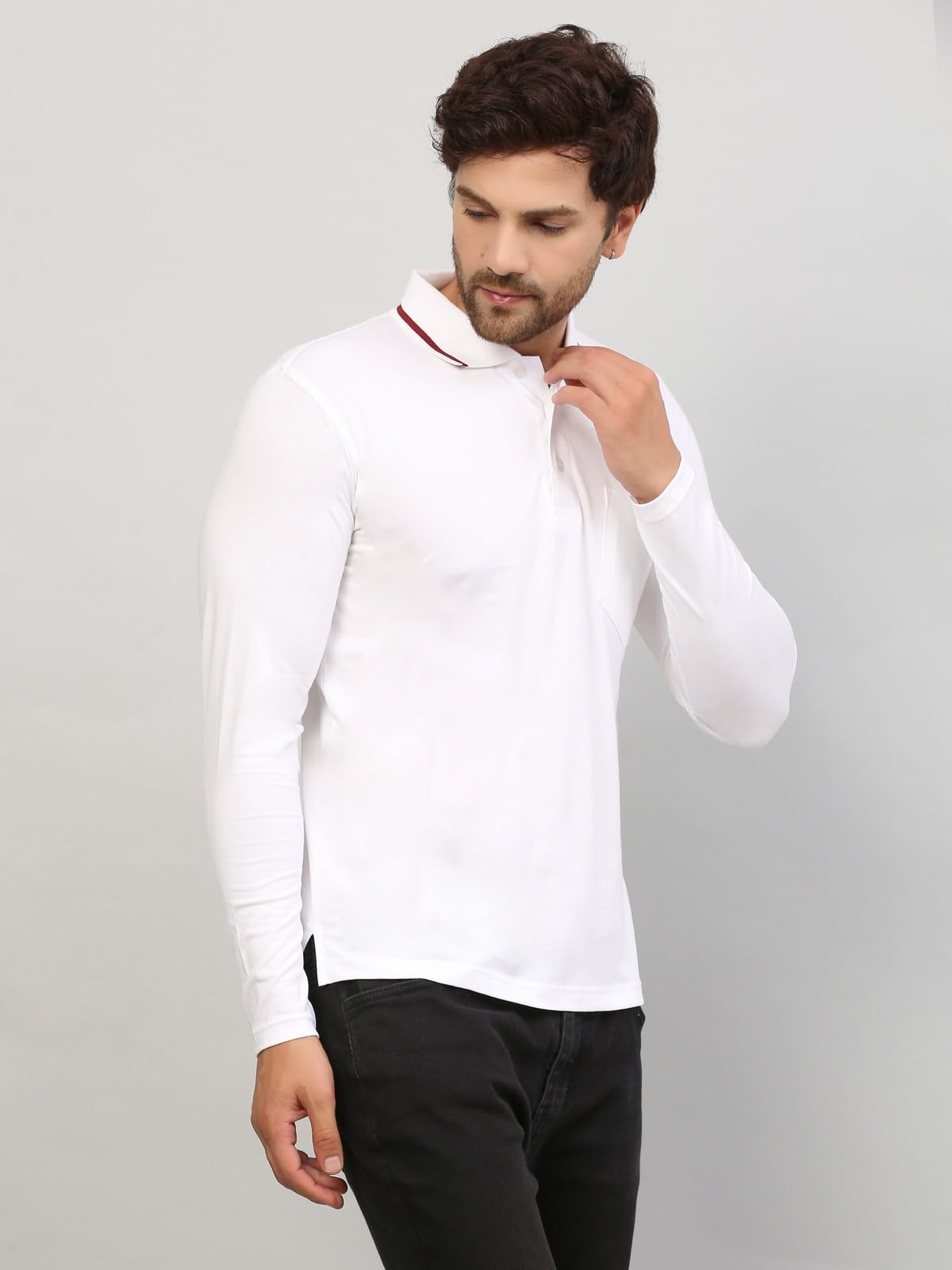 ALARM Polo Shirt for Men with Pocket - White Brown - Image 4