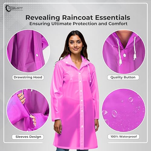 Robustt Unisex Pink Waterproof Raincoat - Image 3