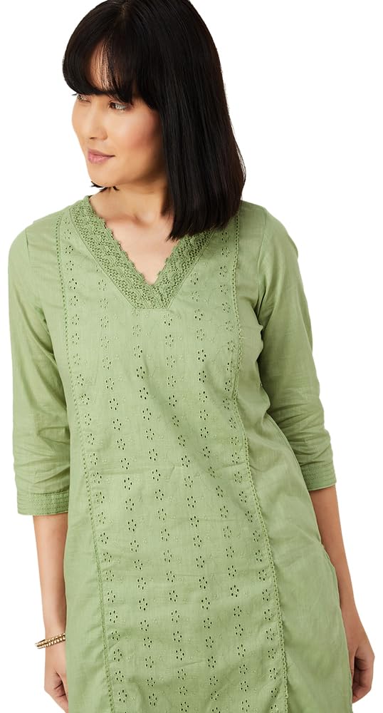 Max Women Cotton Blend Kurta - Green