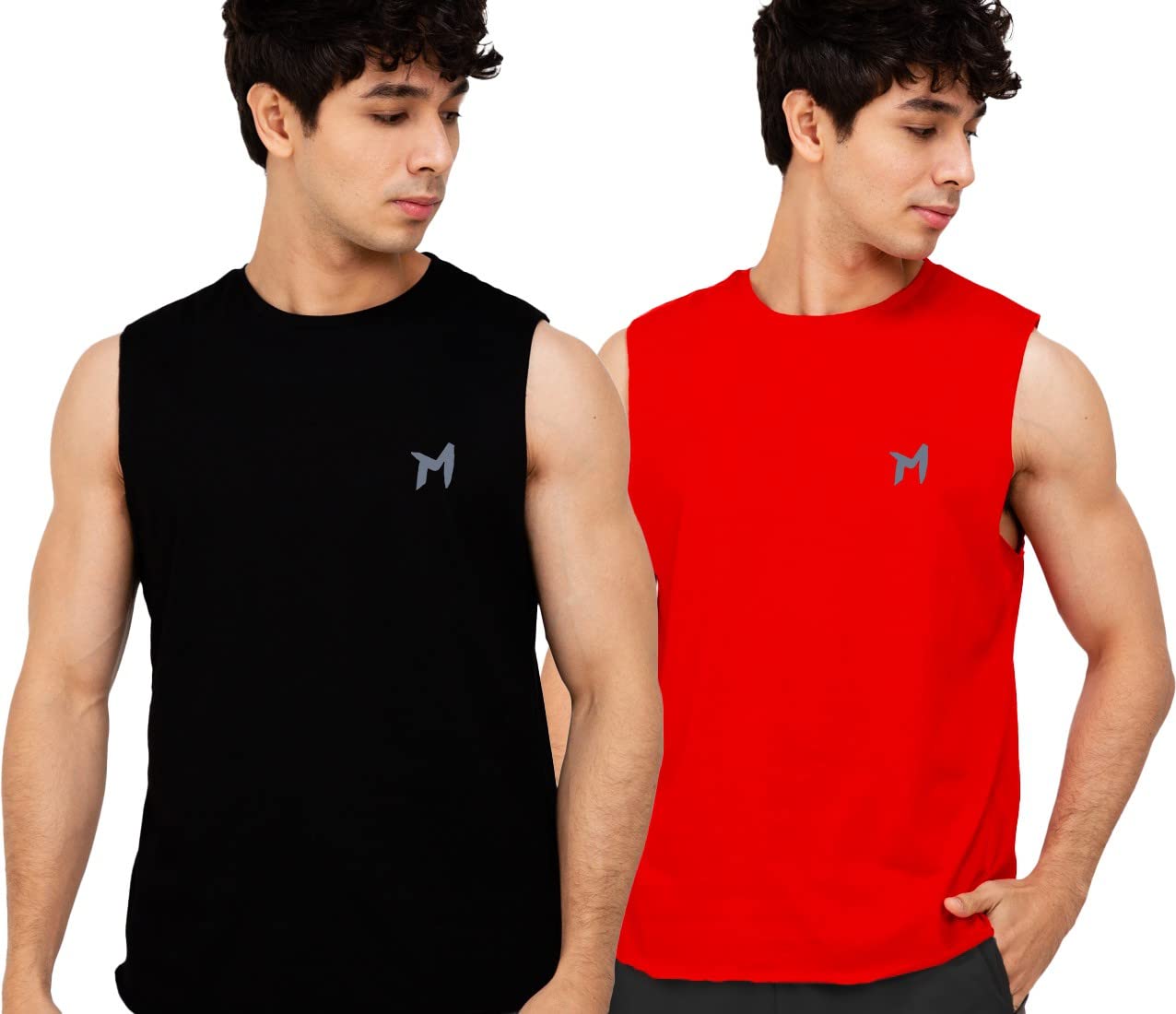 Mebadass Mens Solid Sleeveless Cotton Vest