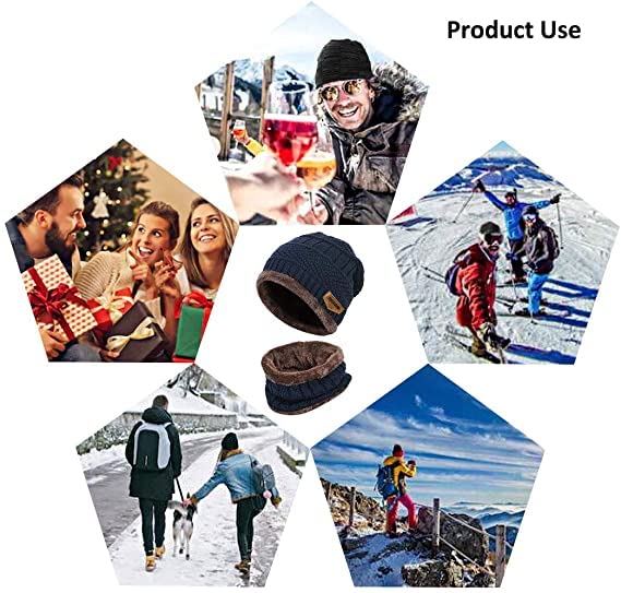 GarbGlide Woolen Beanie & Neck Warmer Combo - Faux Fur - Image 5