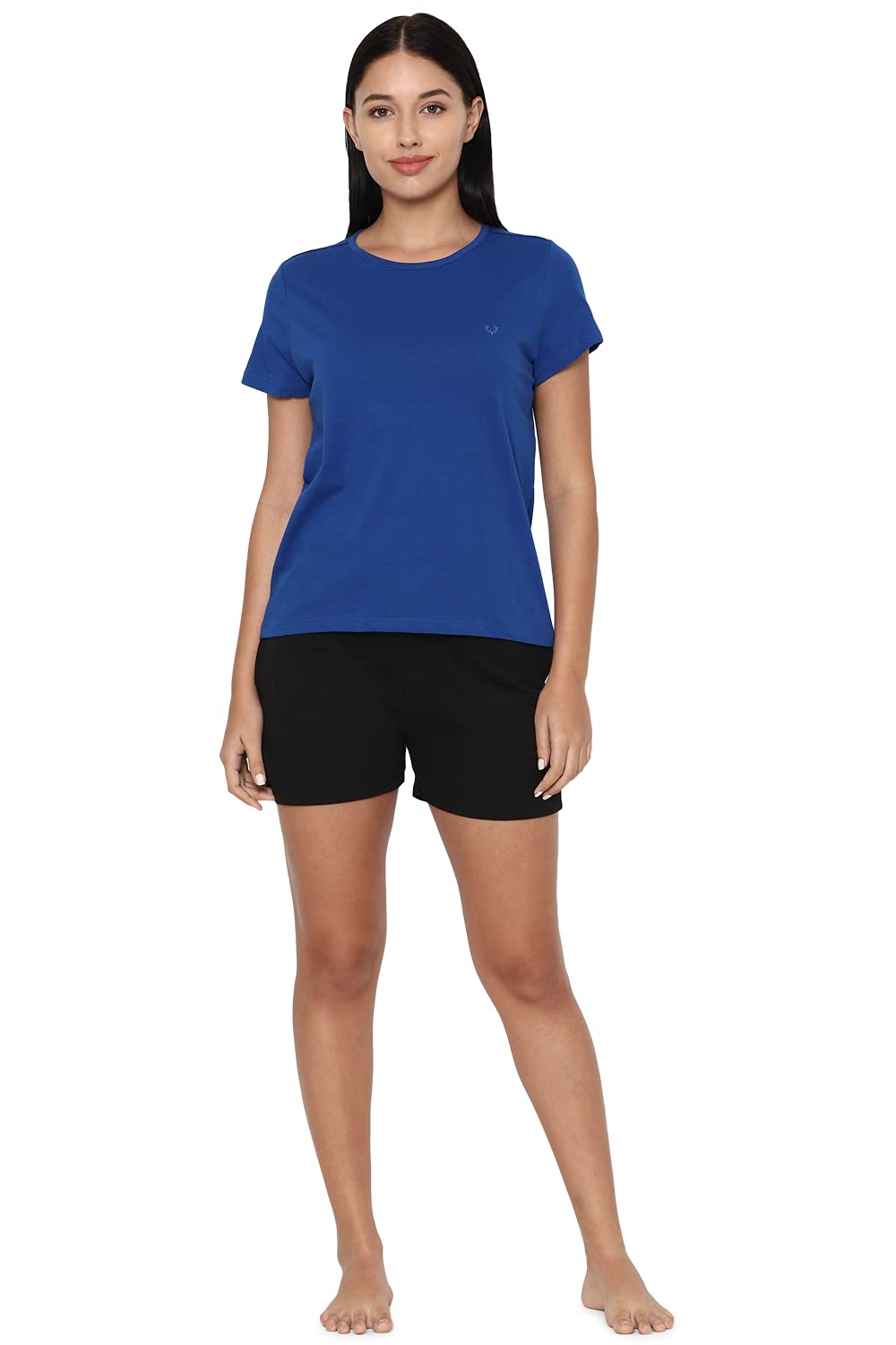 Allen Solly Women Cotton Solid T-Shirt - Blue - Image 5