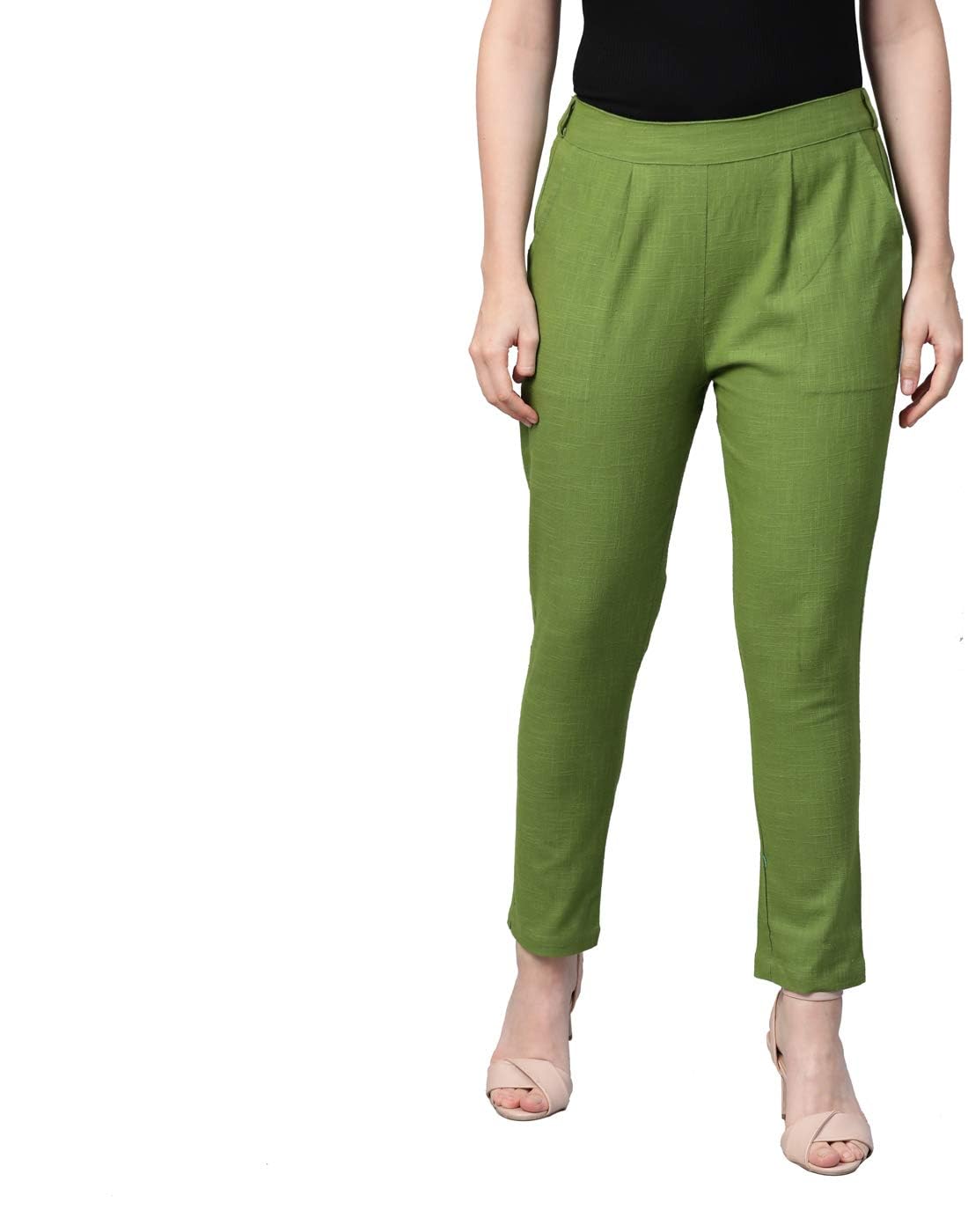 Yash Women's Cotton Slub Trouser - Green
