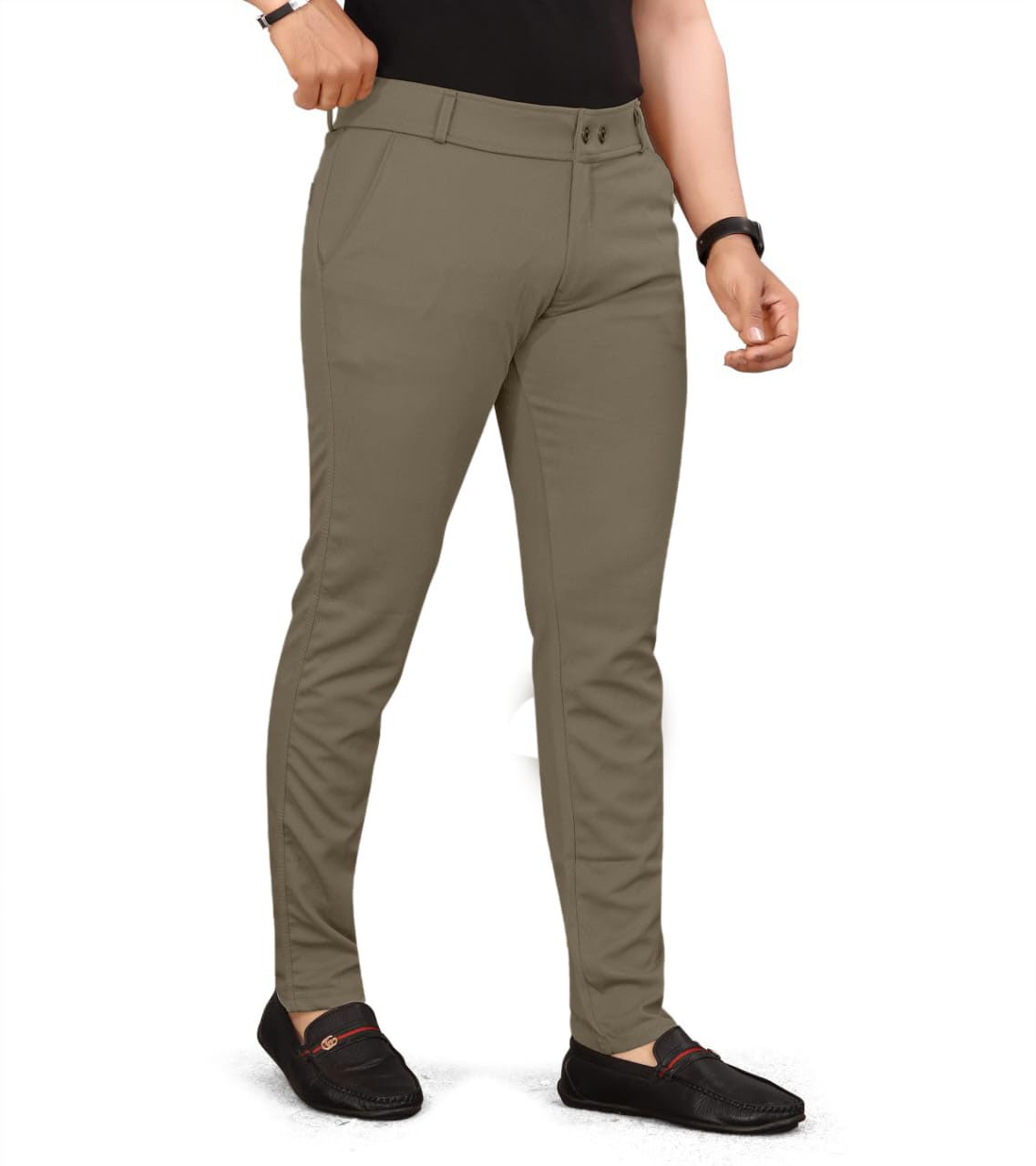 HARSHAD KUMAR & CO Men's Khaki Formal Trousers - Image 3