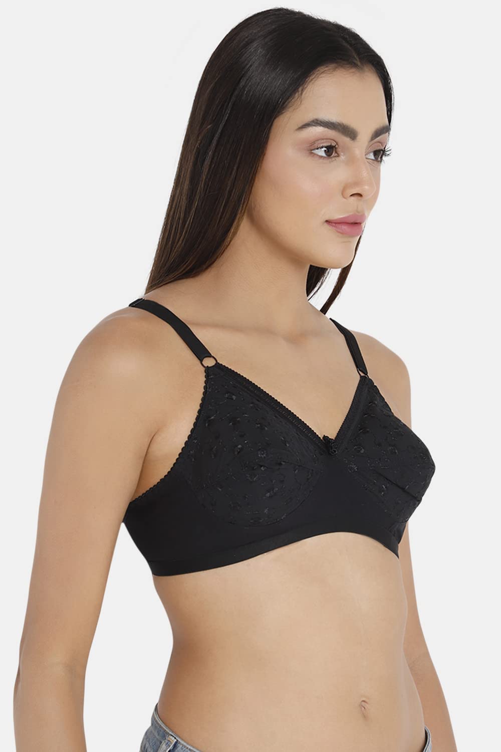 Naidu Hall Cotton Bra for Women - Black - Image 3