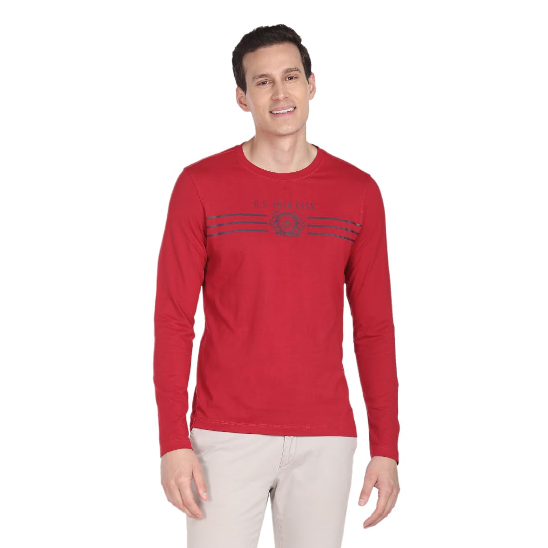 U. S. POLO ASSN. Men's Crew Neck Long Sleeve T-Shirt - Red