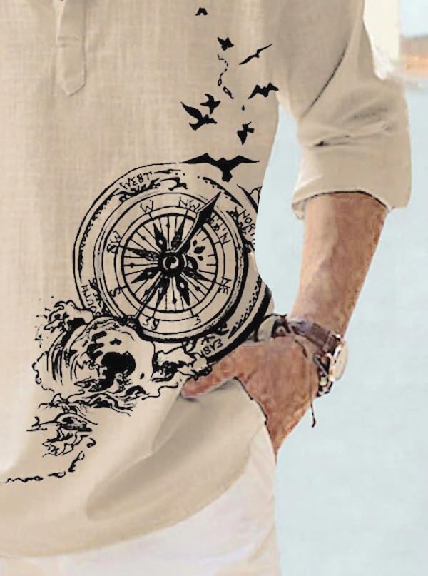 DEELMO Men's Beige Cotton Kurta - Image 5