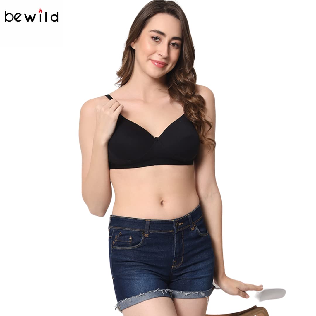 Bewild Black Cotton Bra for Women - Image 5