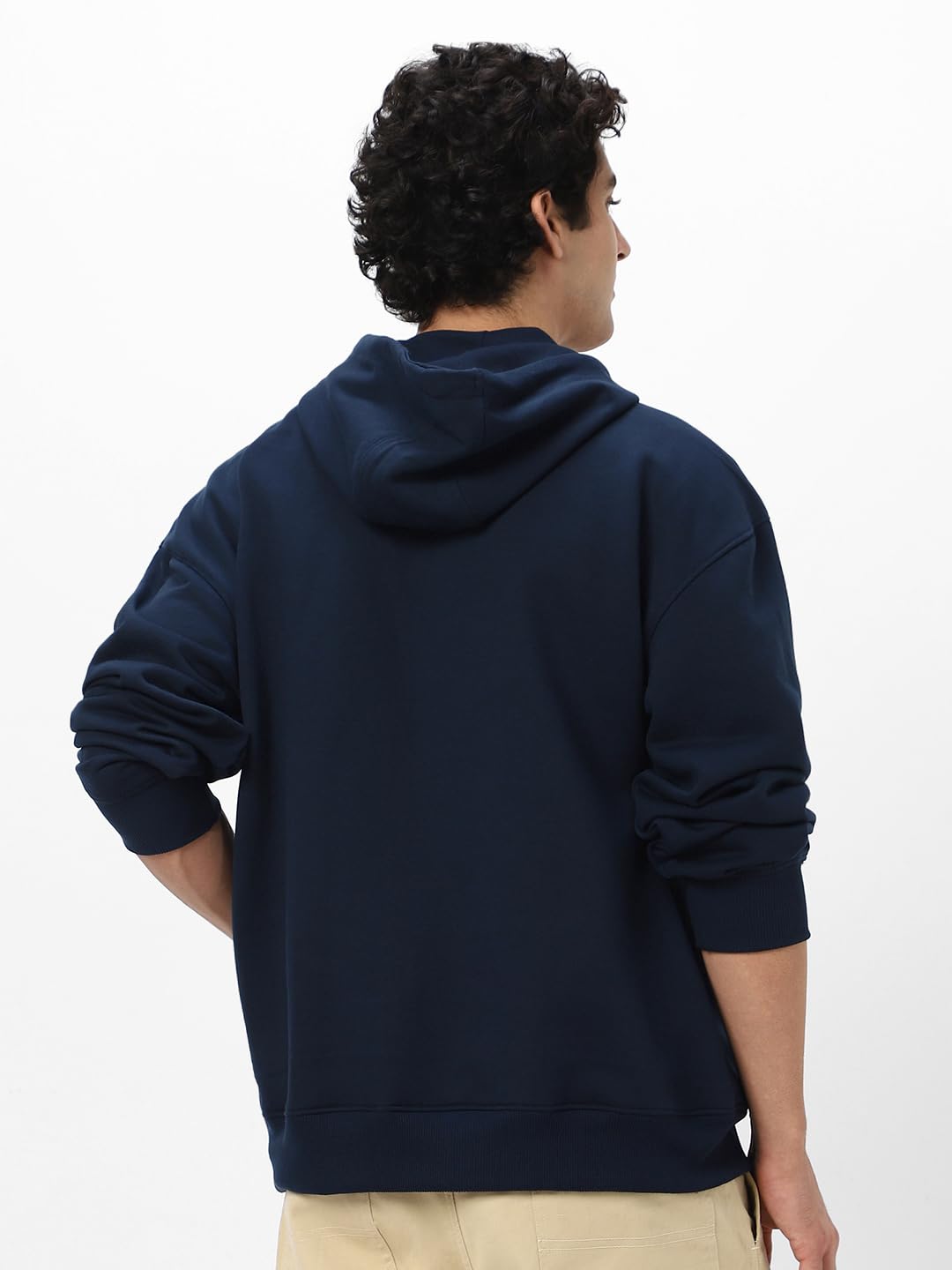 Urbano Fashion Men's Iris Navy Cotton Hooded Sweatshirt - Image 4