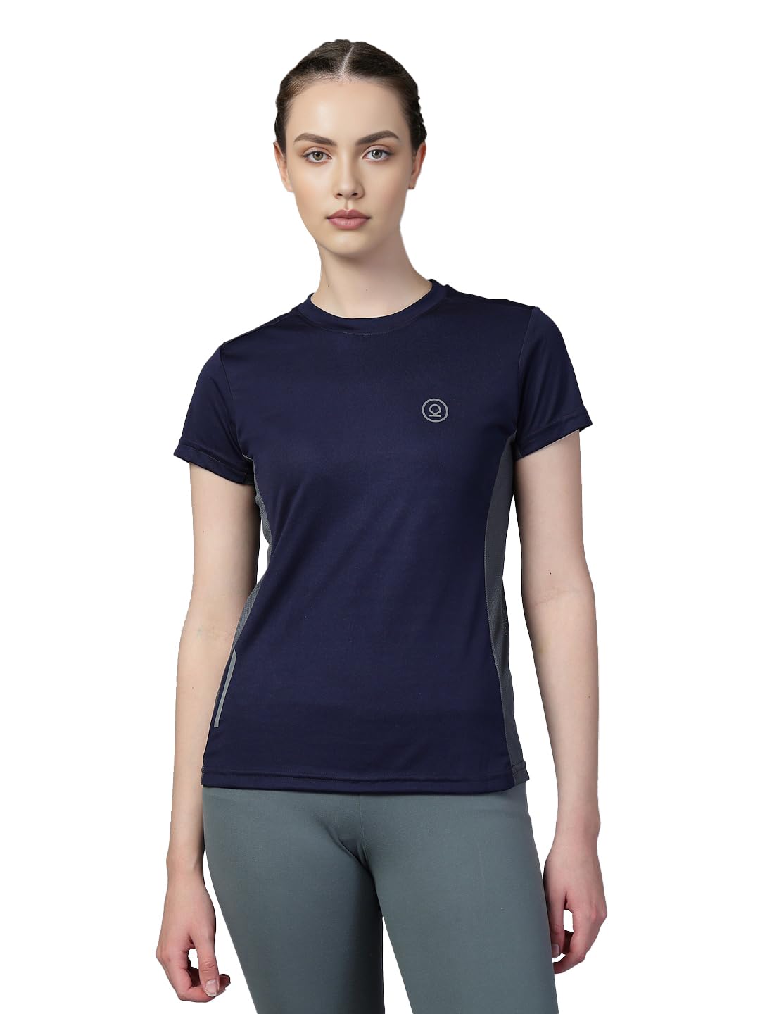 CHKOKKO Navy Blue Sports T-Shirt for Women