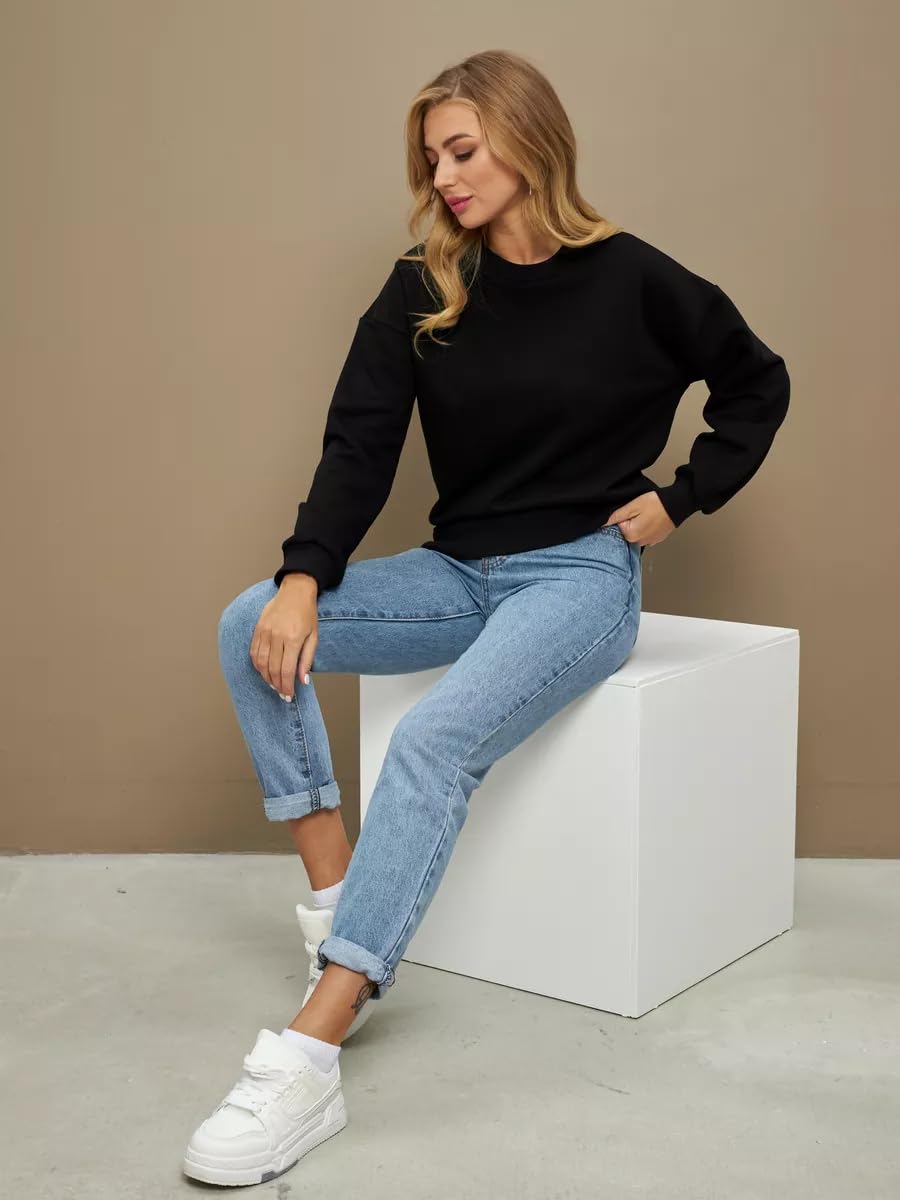 LEOTUDE Women's Loopknit Oversized Sweatshirt - Black - Image 4