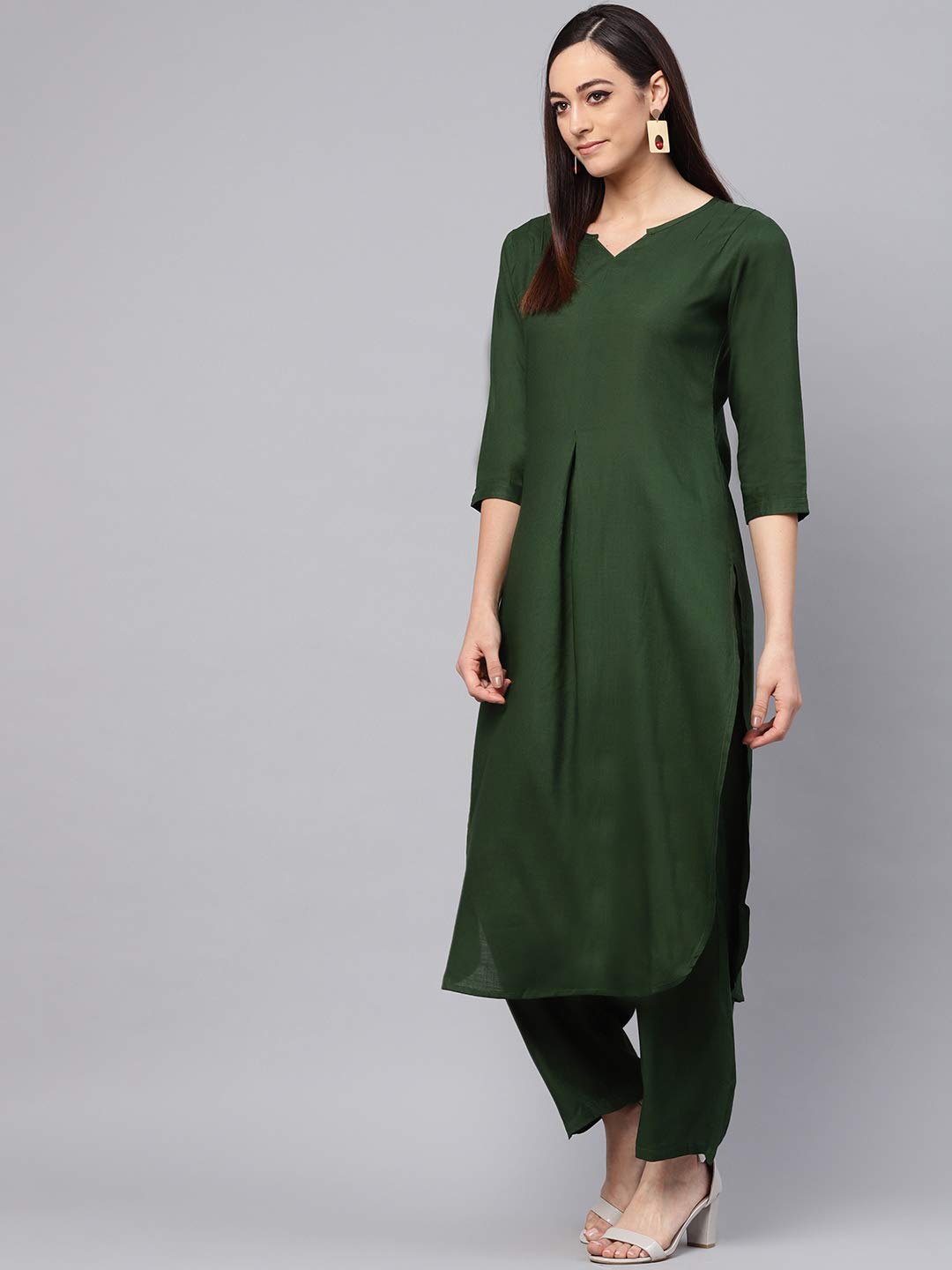 idaLia Green Rayon Kurta Set for Women - Image 2