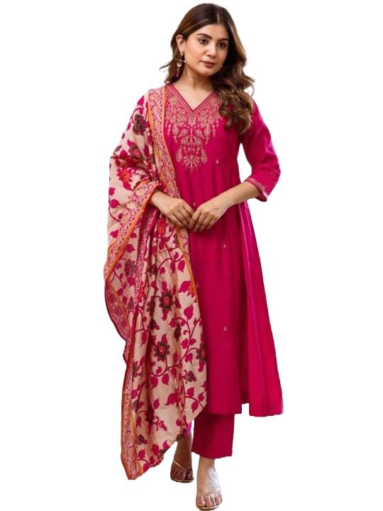 KLOSIA Women Kurta and Pant Set with Dupataa - Pink