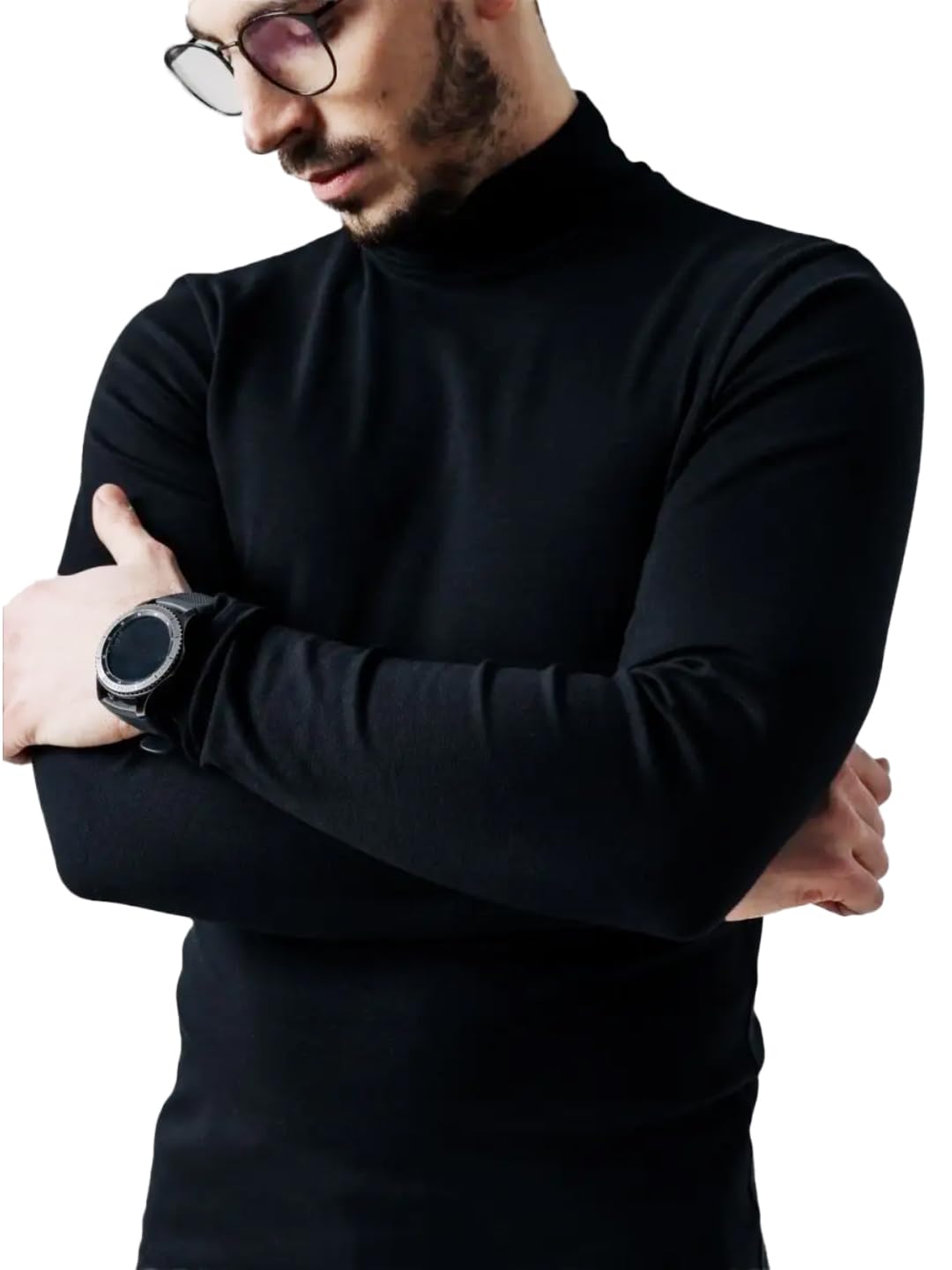 LEOTUDE Men's Black Cotton Blend T-Shirt